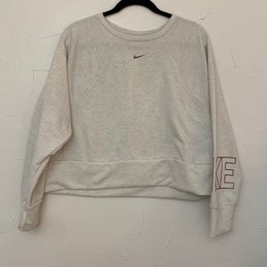 Nike Thick Crop Sweatshirt, Sparkly Logo, Cream, Ladies L, Like New